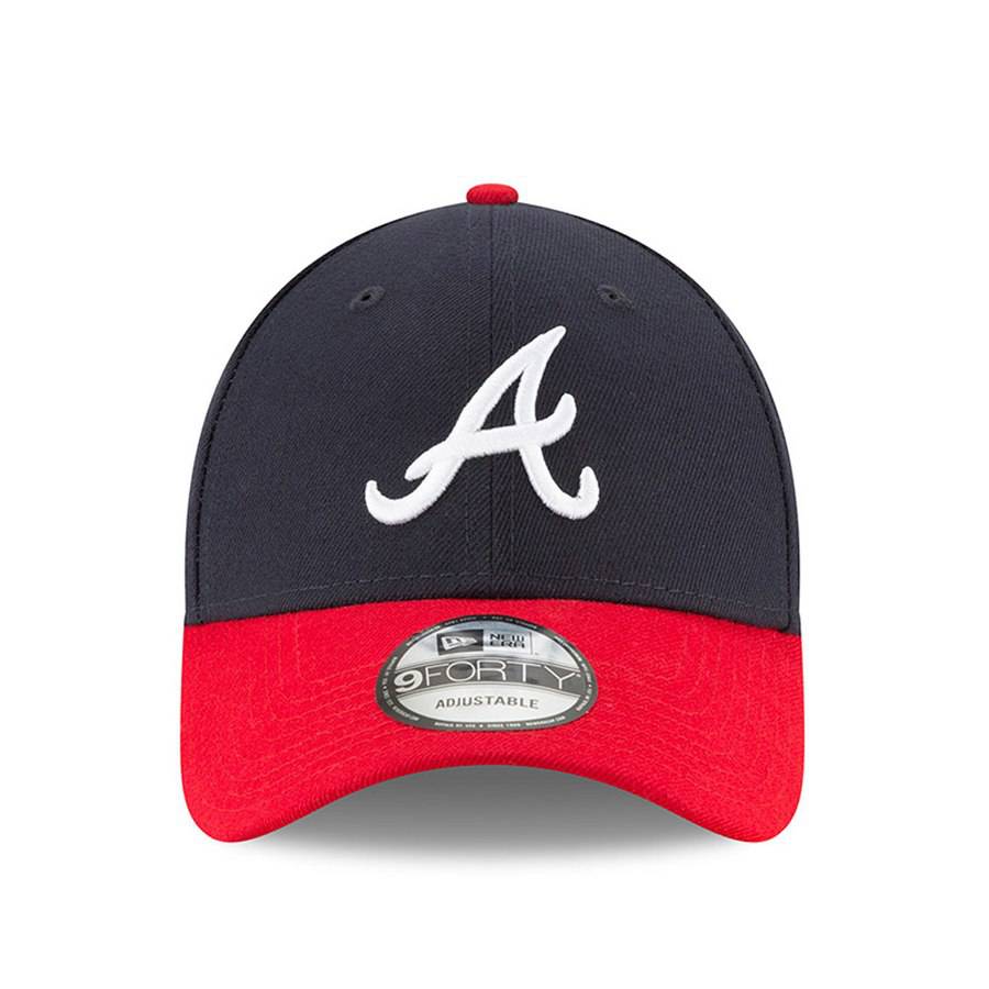 Atlanta Braves New Era Navy/Red League 9FORTY Adjustable Game Hat for Men product image 2, provided for visual reference and