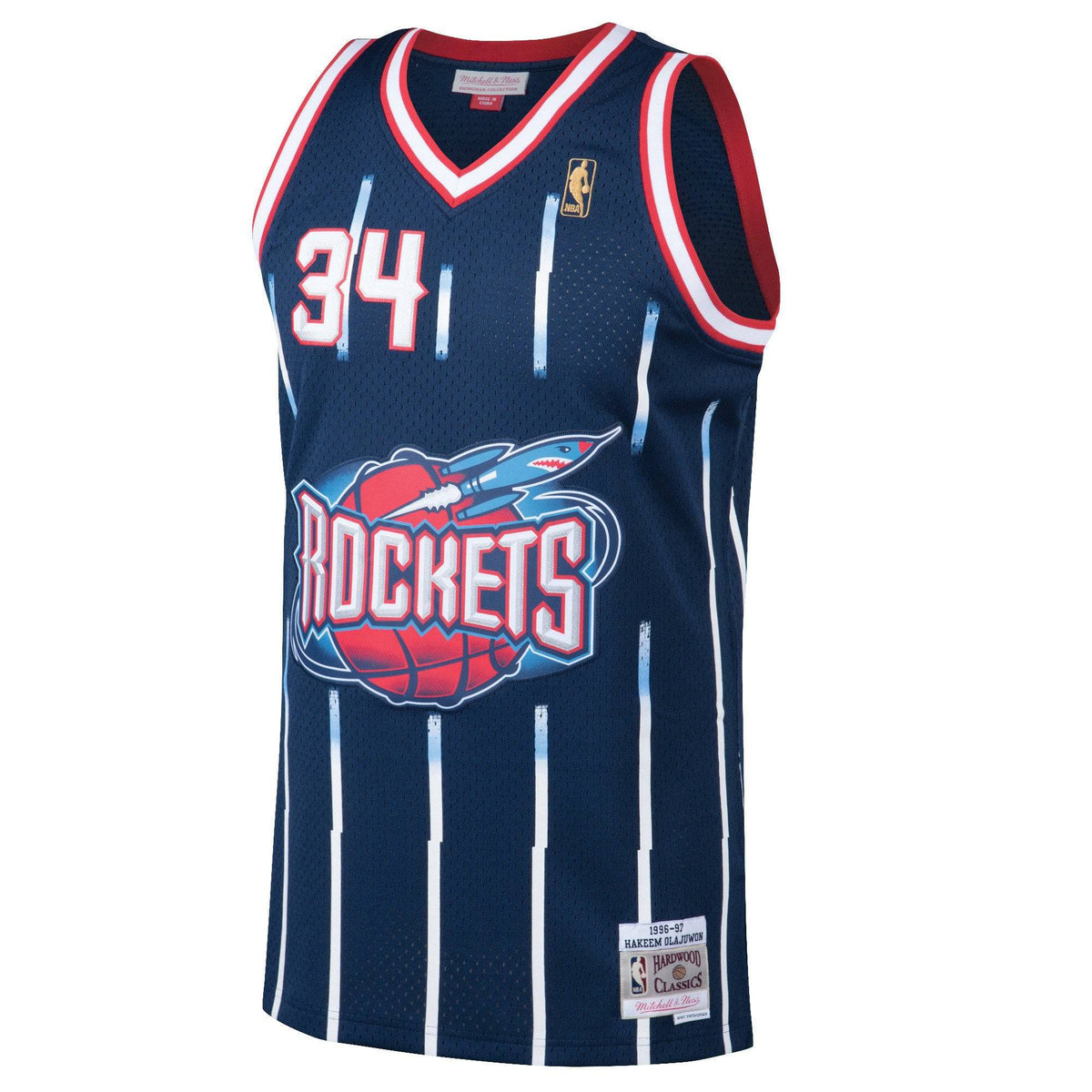 Houston Rockets Hakeem Olajuwon Mitchell & Ness Navy 1996-97 Hardwood Classics Swingman Jersey for Men product image 2,