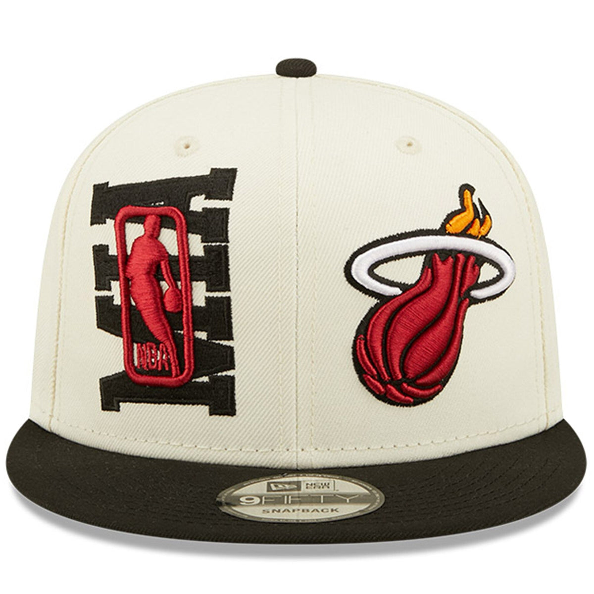 Miami Heat New Era 2022 NBA Draft 9FIFTY Snapback Adjustable Hat - Cream/Black product image 2, provided for visual