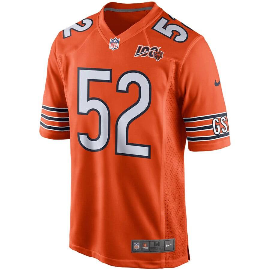 Chicago Bears Khalil Mack Nike Orange 100th Season Game Jersey for Men product image 2, provided for visual reference and