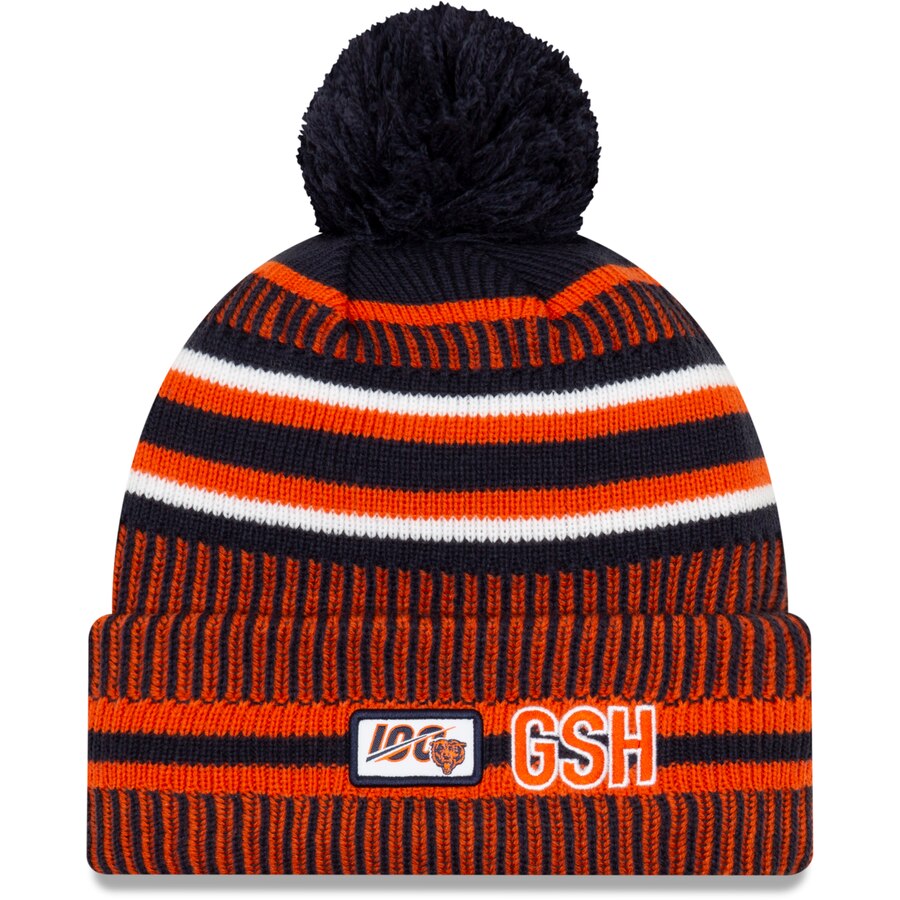 New Era Navy/Orange Chicago Bears 2019 NFL Bear Head Logo Sideline Home Official Historic Logo Sport Knit Hat for Men