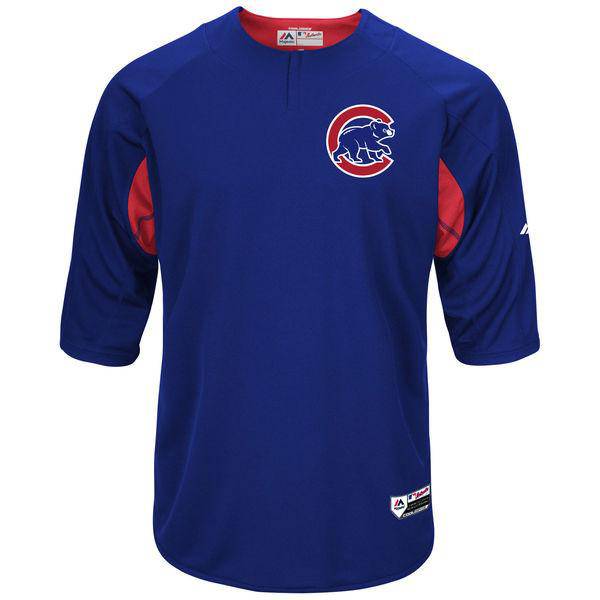 Chicago Cubs Majestic Royal/Red Authentic Collection On-Field 3/4-Sleeve Batting Practice Jersey for Men product image 2,