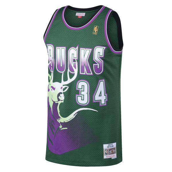 Milwaukee Bucks Ray Allen Mitchell & Ness Kelly Green 1996-97 Hardwood Classics Swingman Jersey for Men product image 2,