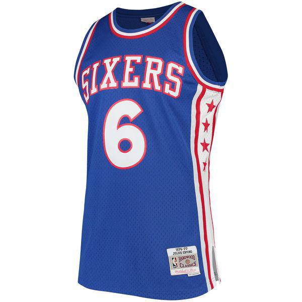 Mens Philadelphia 76ers Julius Erving Mitchell & Ness Royal Hardwood Classics Swingman Jersey product image 2, provided for