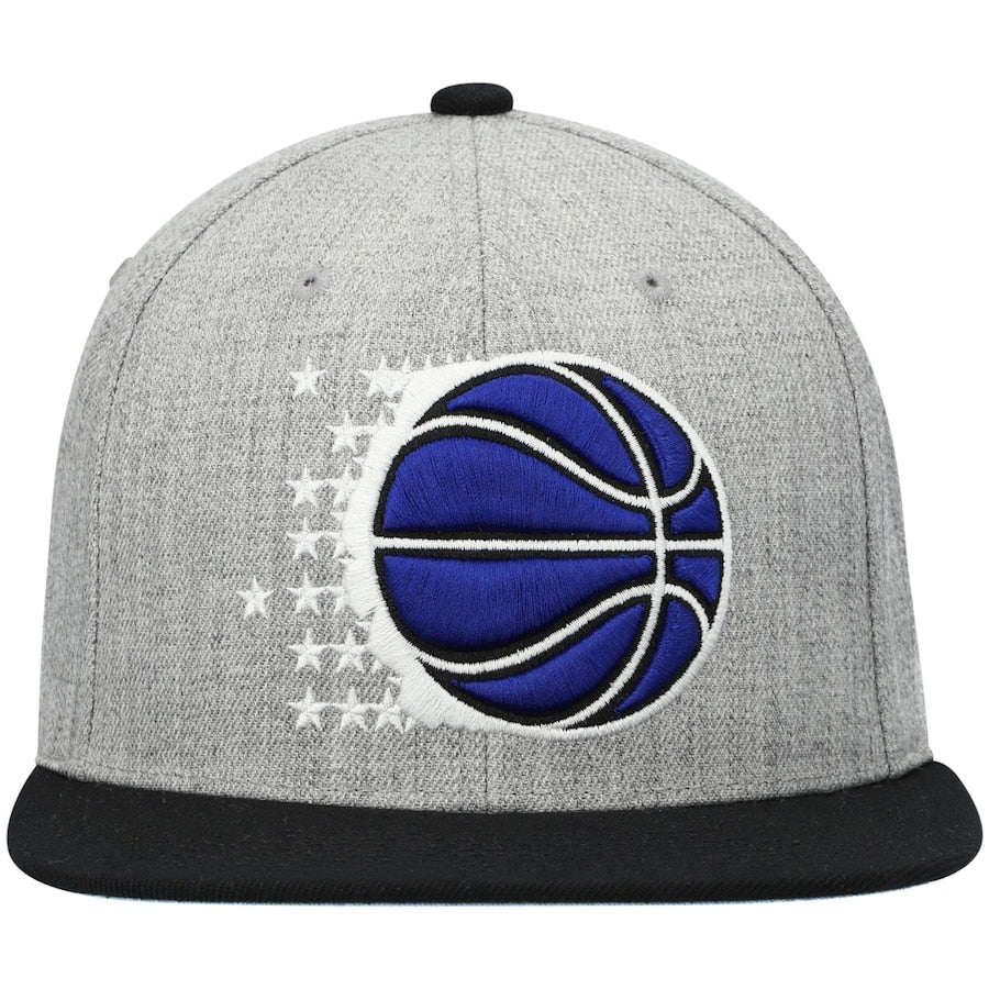 Orlando Magic Mitchell & Ness Gray/Blue Heathered Underpop Snapback Hat for Men product image 2, provided for visual