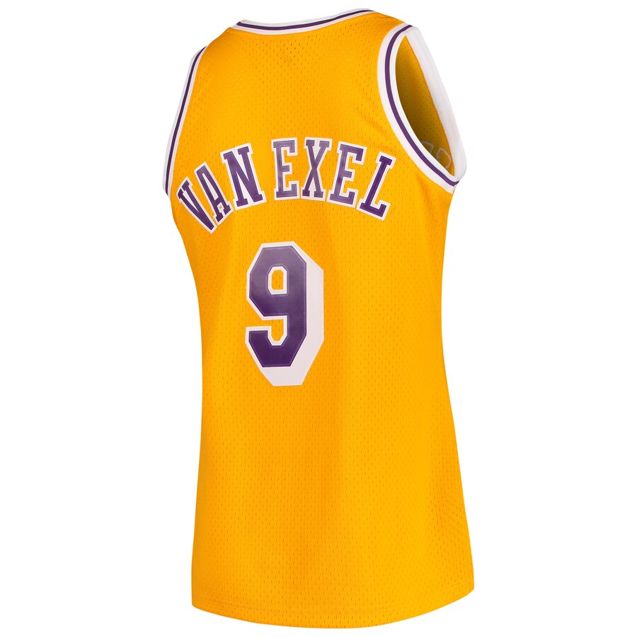 Mitchell & Ness Nick Van Exel Los Angeles Lakers Gold 1996-97 Hardwood Classics Swingman Jersey for Men product image 3,