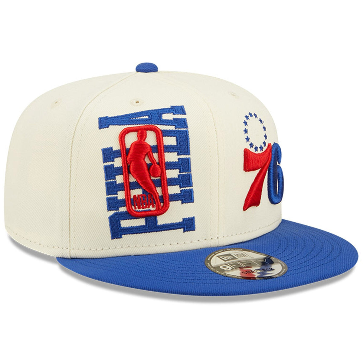 Philadelphia 76ers New Era 2022 NBA Draft 9FIFTY Snapback Adjustable Hat - Cream/Blue product image 3, provided for visual