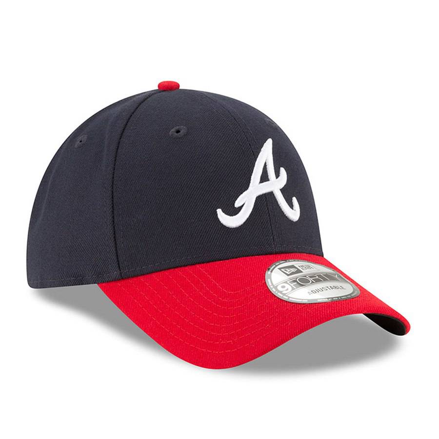 Atlanta Braves New Era Navy/Red League 9FORTY Adjustable Game Hat for Men product image 3, provided for visual reference and