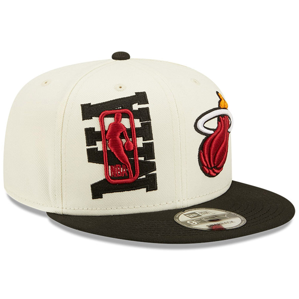 Miami Heat New Era 2022 NBA Draft 9FIFTY Snapback Adjustable Hat - Cream/Black product image 3, provided for visual