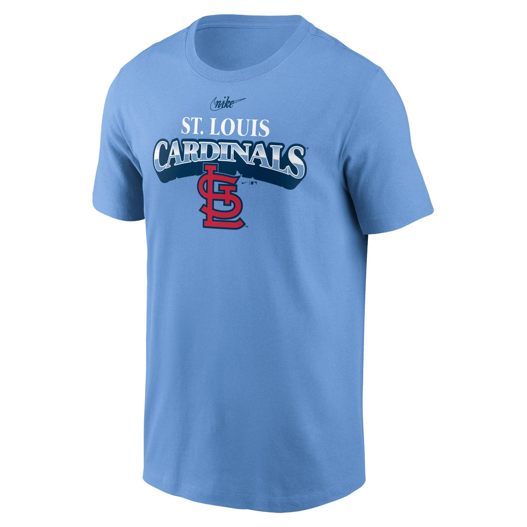 St. Louis Cardinals Nike Cooperstown Collection Rewind Arch T-Shirt - Light Blue product image 2, provided for visual