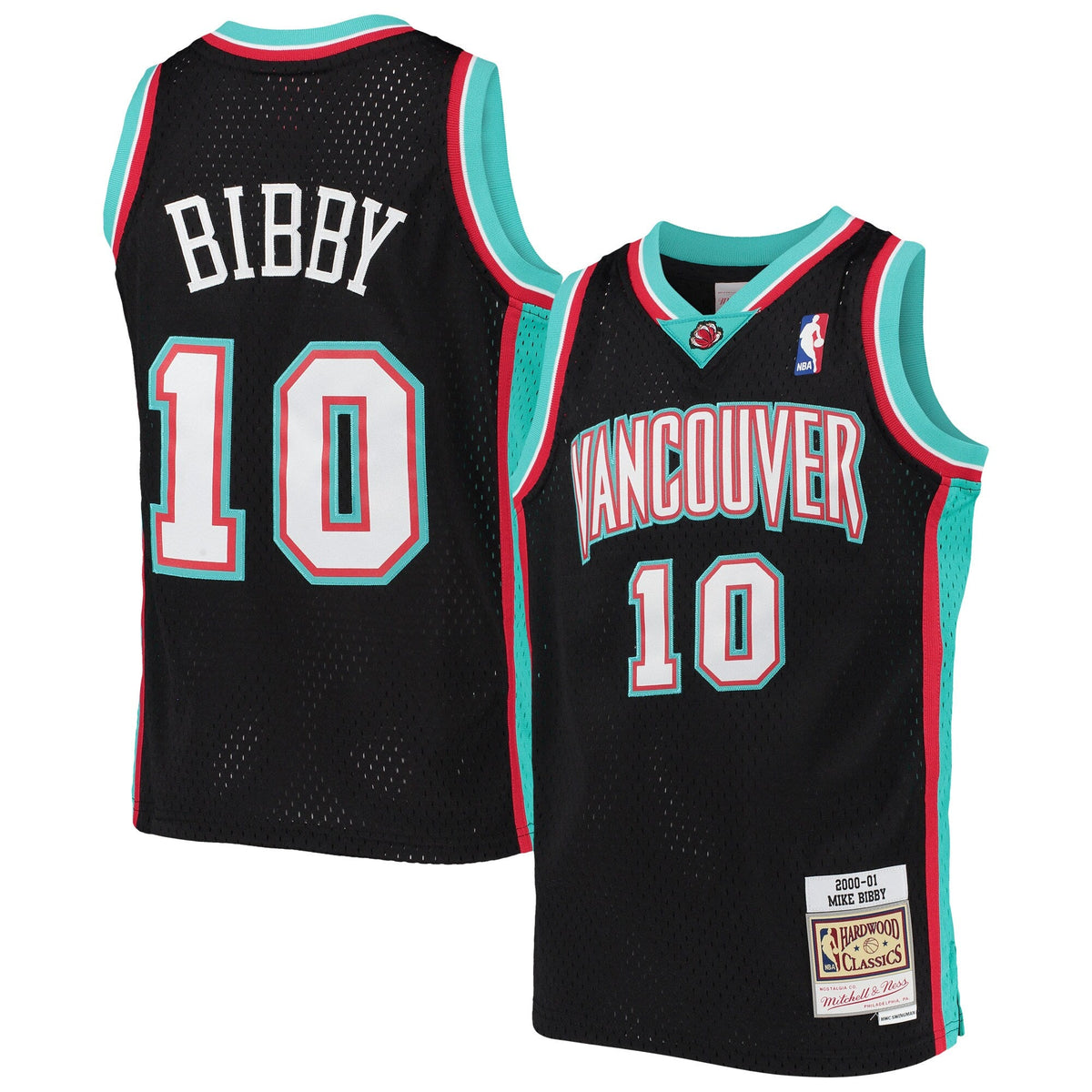 Youth Vancouver Grizzlies Mike Bibby Mitchell & Ness Black 2000-01 Hardwood Classics Swingman Jersey product image 1,