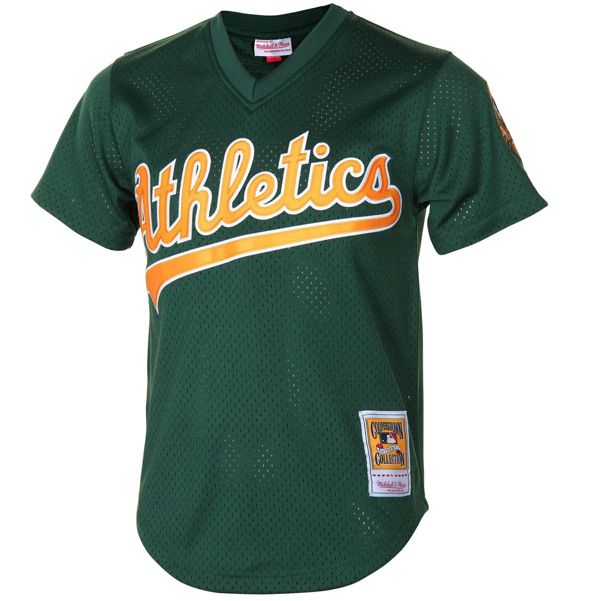 Oakland Athletics Rickey Henderson 1998 Mitchell & Ness Green Cooperstown 1987 Mesh Batting Practice Jersey for Men product