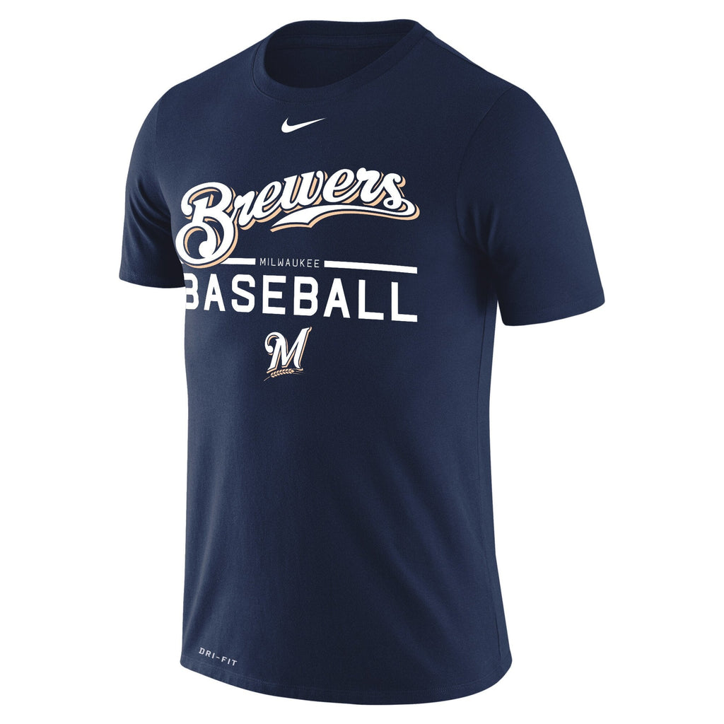Milwaukee Brewers Nike Navy Wordmark Practice Performance T-Shirt for Men product image 2, provided for visual reference and
