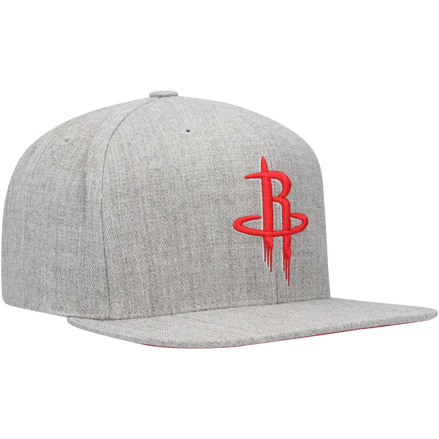 Houston Rockets Gray Heather 2.0 Mitchell & Ness Snapback Hat product image 3, provided for visual reference and product