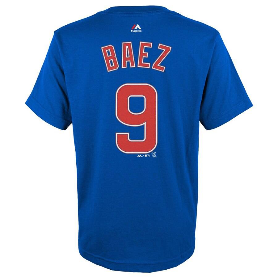 Youth MLB Chicago Cubs Javier Baez Majestic Royal Player Name & Number T-Shirt product image 3, provided for visual