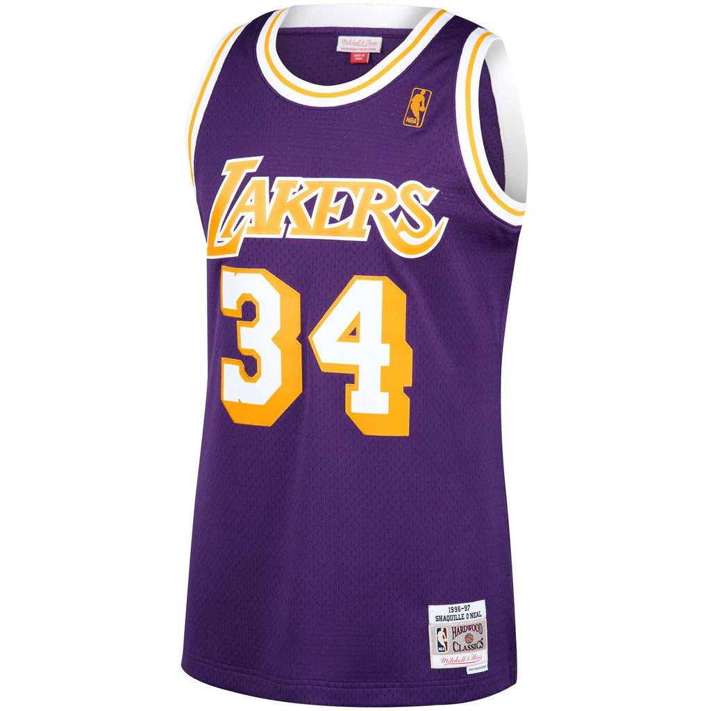Los Angeles Lakers Shaquille O'Neal Mitchell & Ness NBA Mens Hardwood Classic 1996-97 Swingman Purple Jersey for Men product