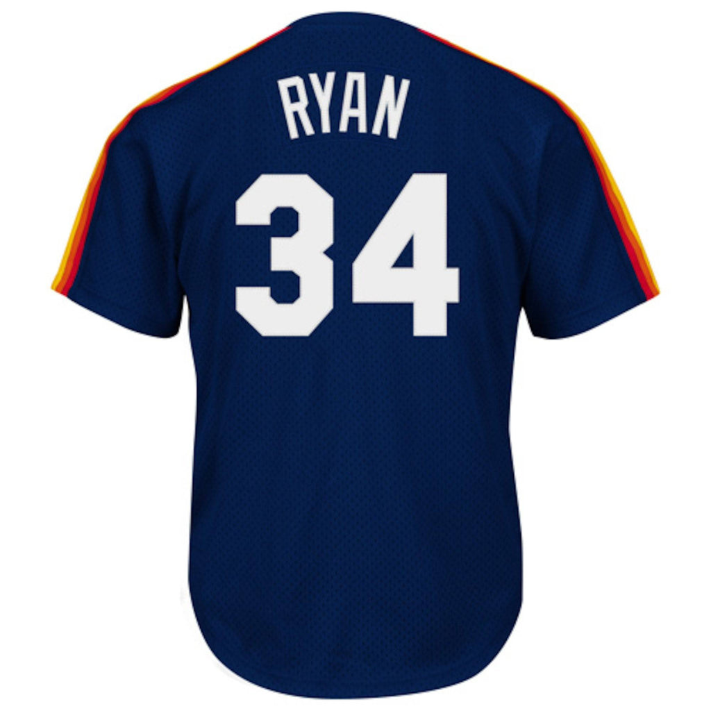 Houston Astros Nolan Ryan Mitchell & Ness Navy 1988 Authentic Cooperstown Collection Mesh Batting Practice Jersey for Men