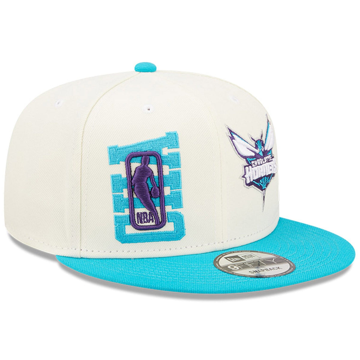Charlotte Hornets New Era 2022 NBA Draft 9FIFTY Snapback Adjustable Hat - Cream/Teal product image 3, provided for visual