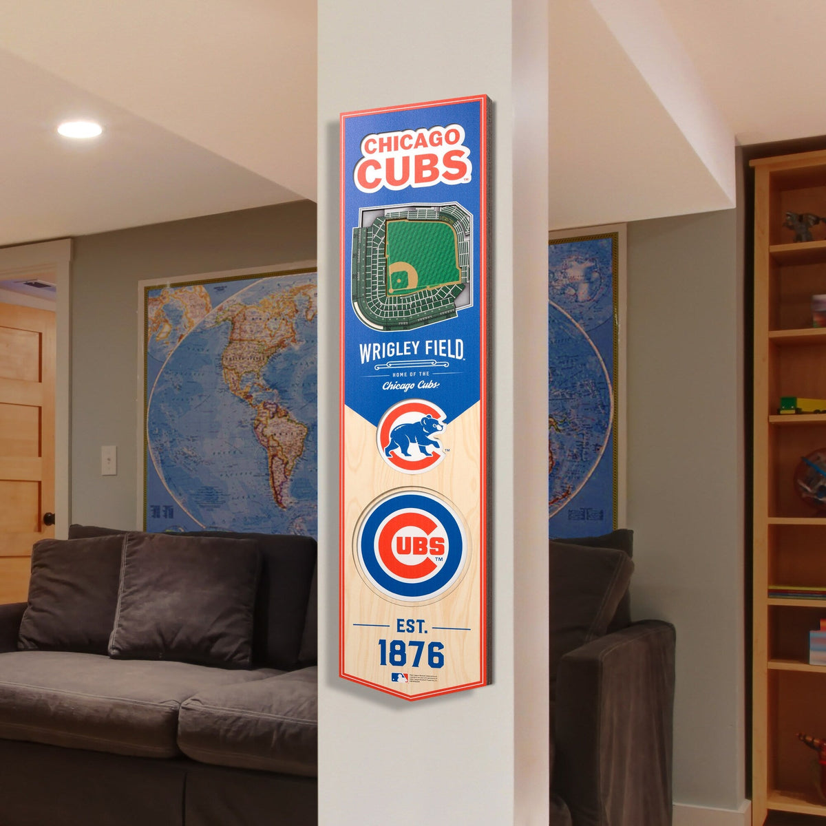 Chicago Cubs 8'' x 32'' 3D StadiumView Banner product image 3, provided for visual reference and product detail review