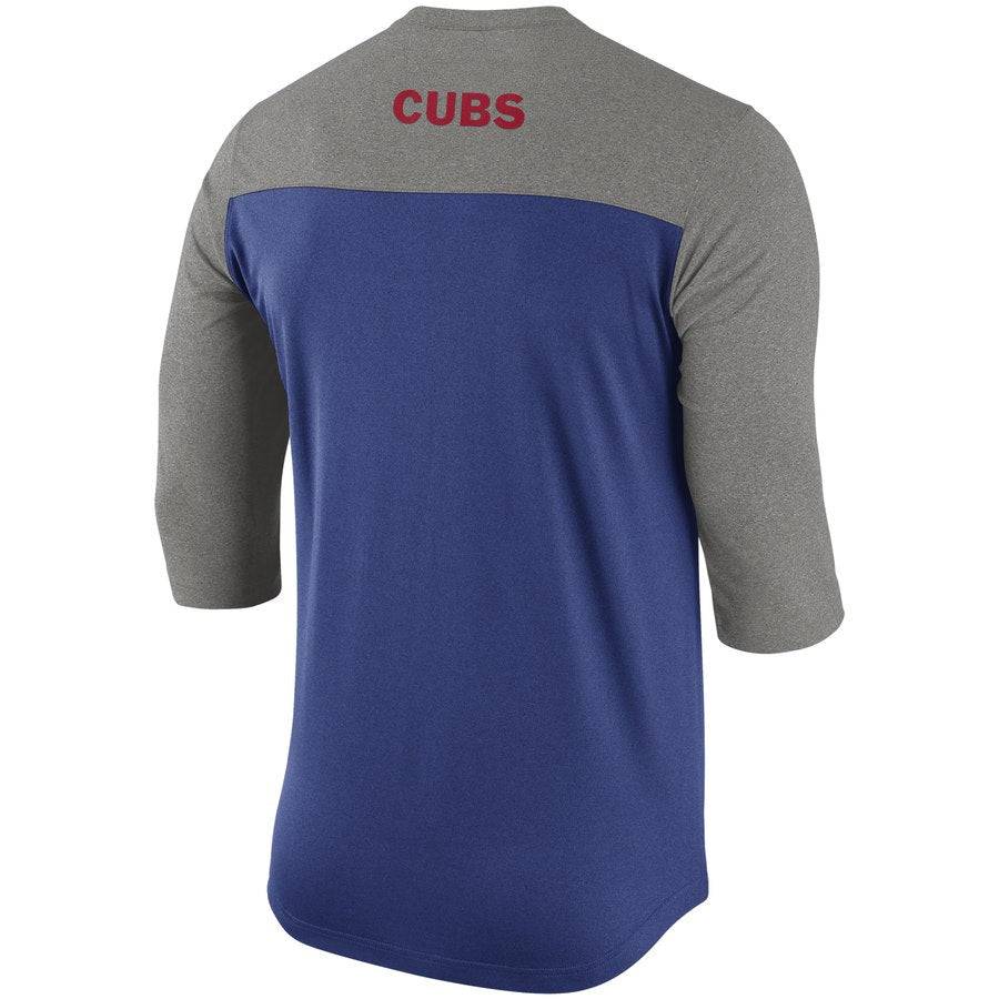 Chicago Cubs Men’s Royal Nike Dri Fit Henley 3/4 Sleeve T-Shirt product image 3, provided for visual reference and product