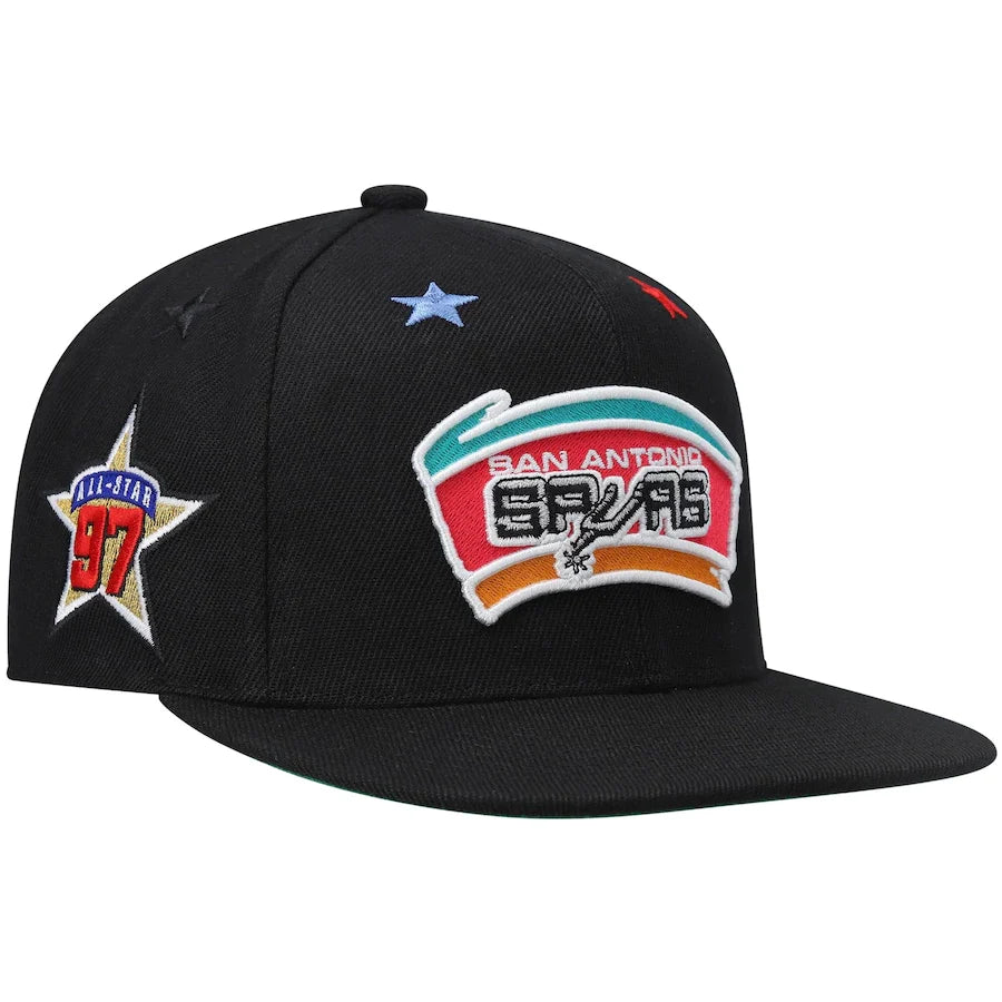San Antonio Spurs NBA 97 Top Star HWC Black Mitchell & Ness Snapback Hat product image 3, provided for visual reference and