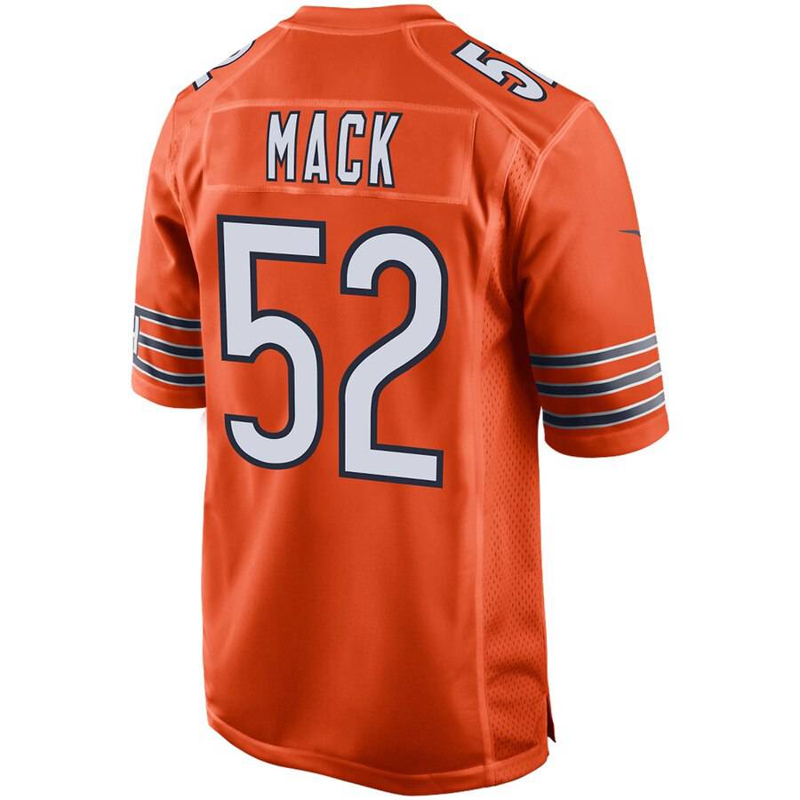 Chicago Bears Khalil Mack Nike Orange 100th Season Game Jersey for Men product image 3, provided for visual reference and