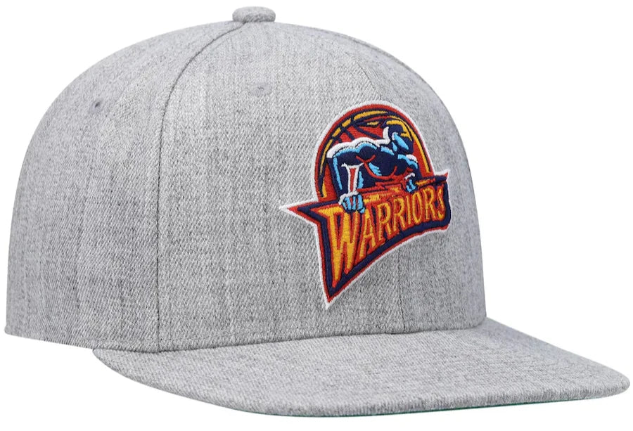 Golden State Warriors HWC Gray Heather 2.0 Mitchell & Ness Snapback Hat product image 1, provided for visual reference and