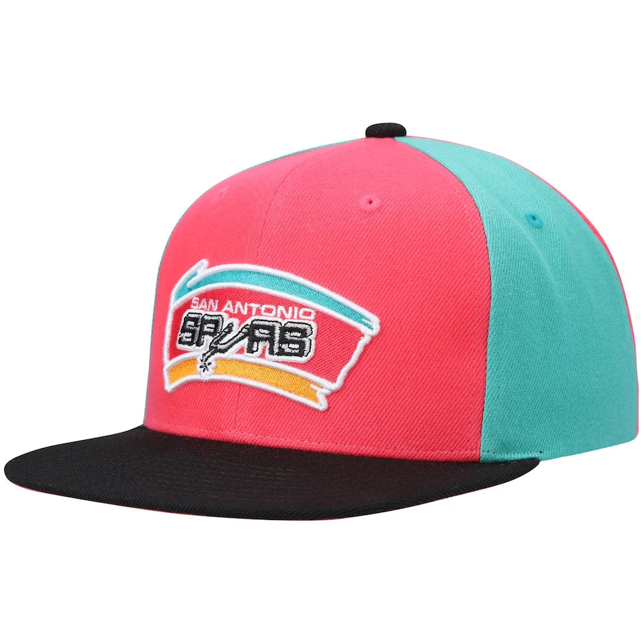 San Antonio Spurs NBA On The Block Mitchell & Ness Snapback Hat product image 3, provided for visual reference and product