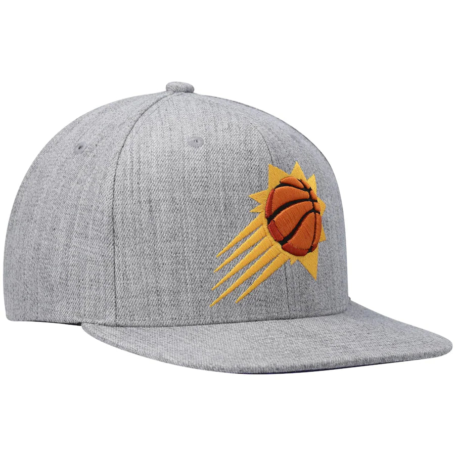 Phoenix Suns Gray Heather 2.0 Mitchell & Ness Snapback Hat product image 3, provided for visual reference and product detail