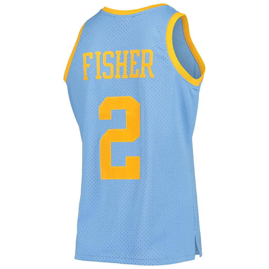 Los Angeles Lakers Derek Fisher Mitchell & Ness Powder Blue 2001-02 Hardwood Classics Swingman Jersey for Men product image