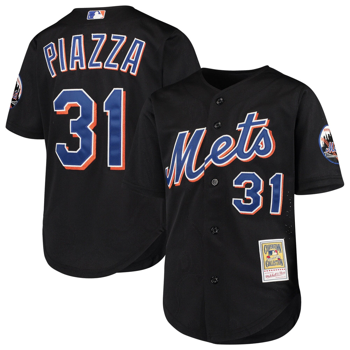 Youth New York Mets Mike Piazza Mitchell & Ness Black Cooperstown Collection Batting Practice Jersey product image 1,