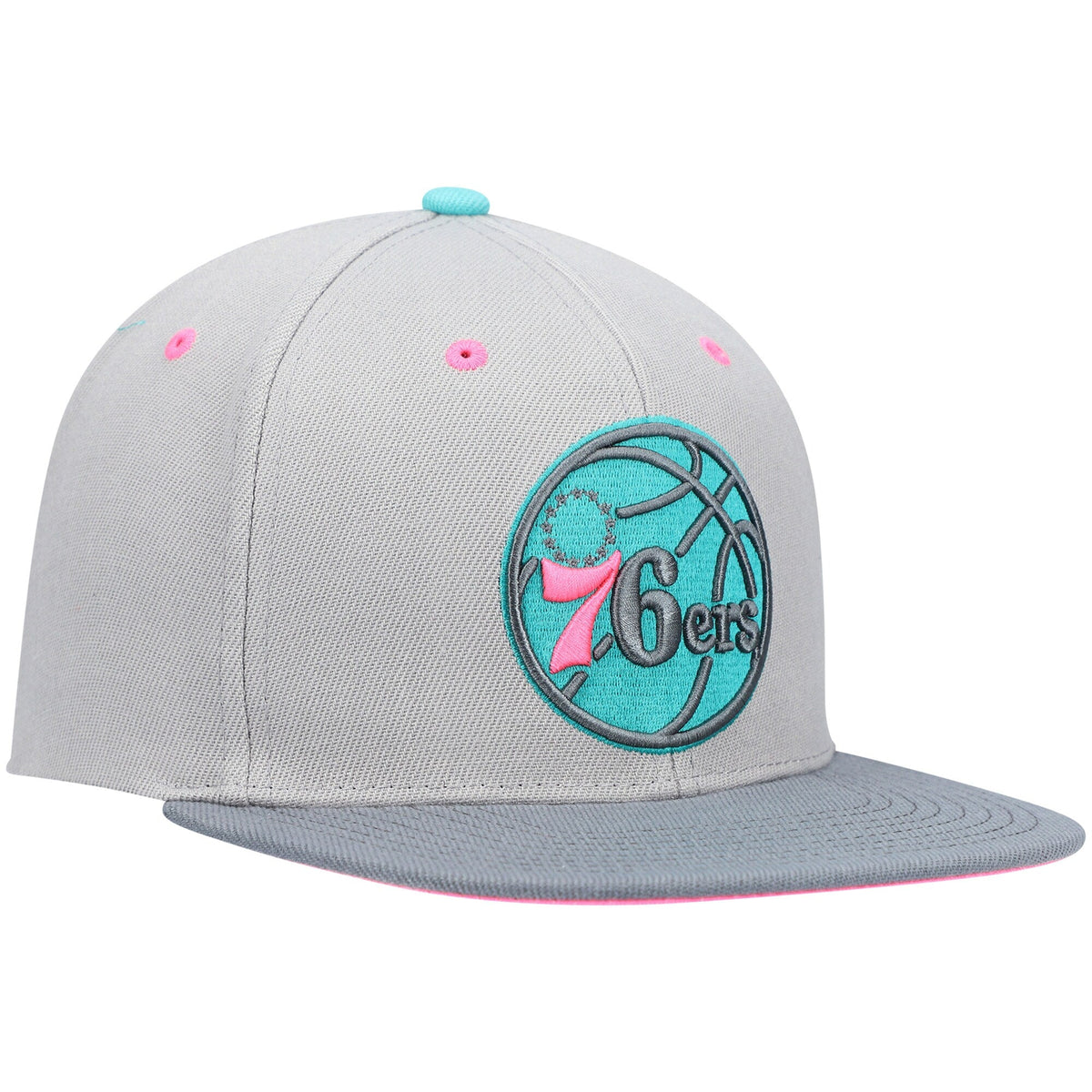 Philadelphia 76ers Mitchell & Ness Gray Wolf Mags Snapback Hat for Men product image 3, provided for visual reference and
