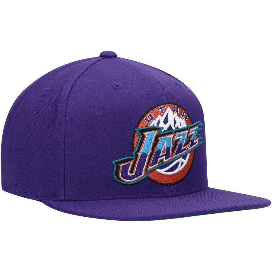 Mens NBA Utah Jazz Purple Team Ground Snapback Hat By Mitchell And Ness product image 3, provided for visual reference and