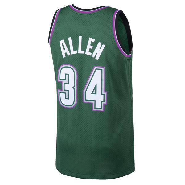 Milwaukee Bucks Ray Allen Mitchell & Ness Kelly Green 1996-97 Hardwood Classics Swingman Jersey for Men product image 3,