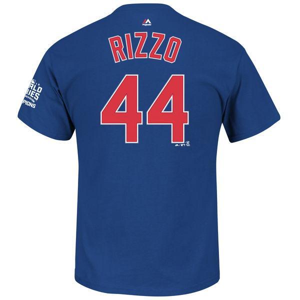 Chicago Cubs Anthony Rizzo Majestic Royal 2016 World Series Champions Name & Number T-Shirt for Men product image 3,