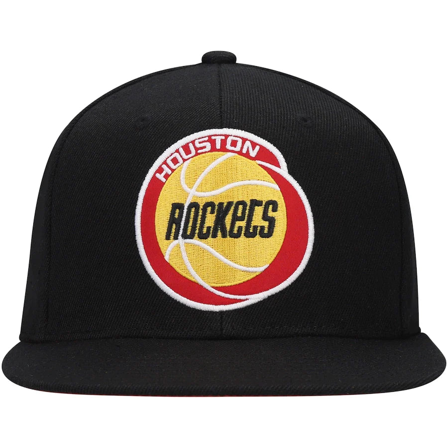 Houston Rockets Basic Core Black Mitchell & Ness Snapback Hat for Men product image 2, provided for visual reference and