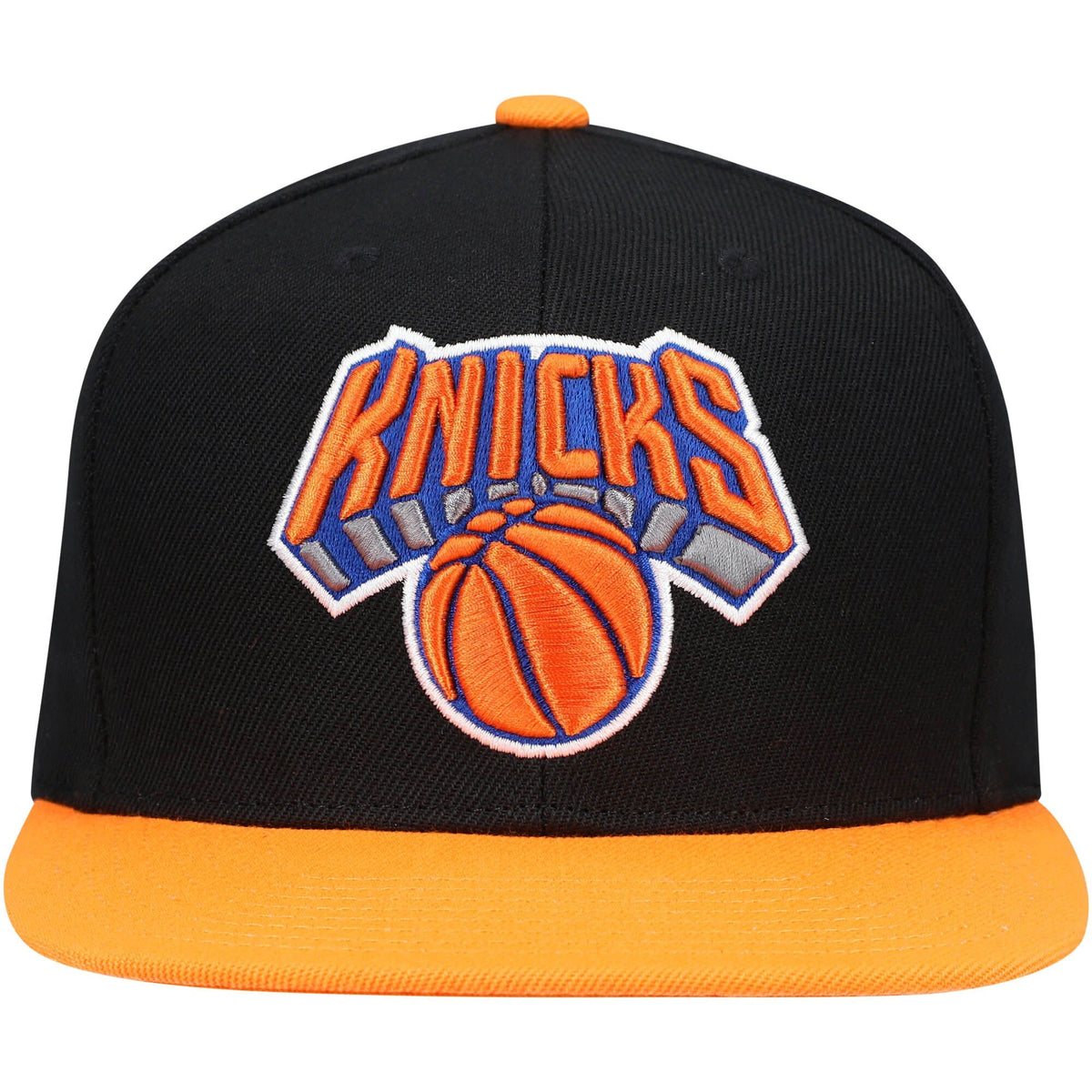 New York Knicks Mitchell & Ness NBA Core Basic Black And Orange Snapback Hat for Men product image 2, provided for visual