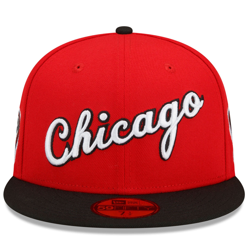 Chicago Bulls New Era 2021/22 City Edition City Edition Official 59FIFTY Fitted Hat - Black/Red product image 2, provided