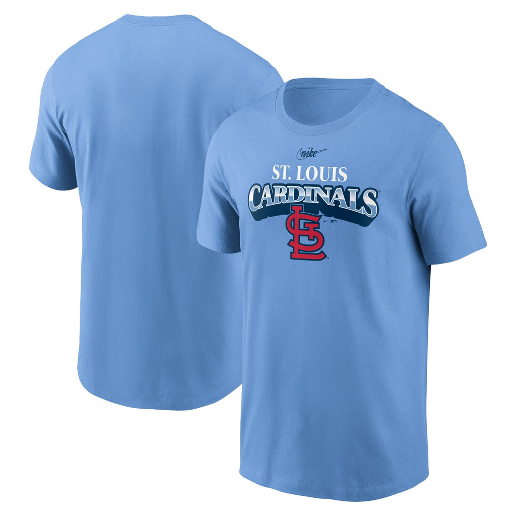 St. Louis Cardinals Nike Cooperstown Collection Rewind Arch T-Shirt - Light Blue product image 1, provided for visual