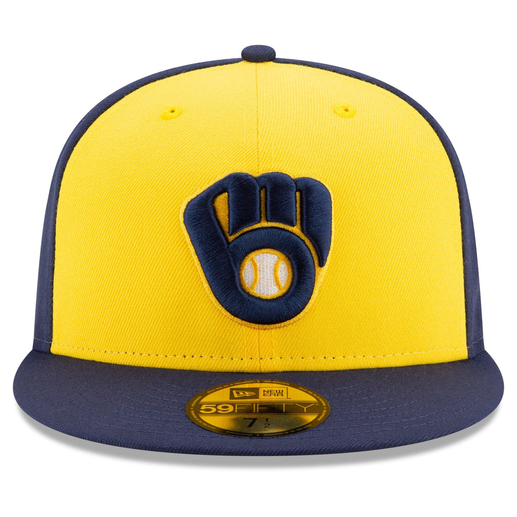 Milwaukee Brewers New Era Navy/Yellow Alternate Authentic Collection On-Field 59FIFTY Fitted Hat for Men product image 2,