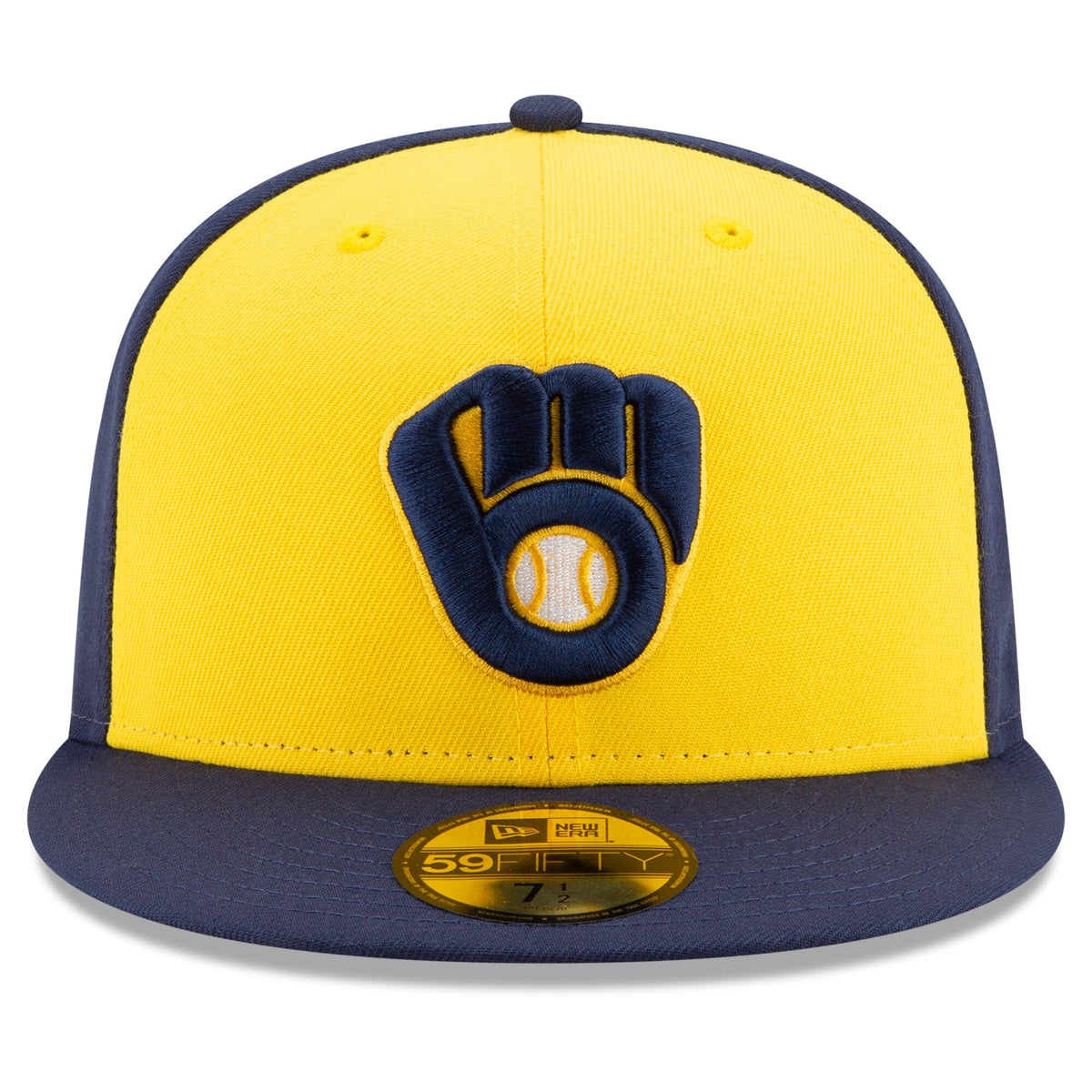 Milwaukee Brewers New Era Navy/Yellow Alternate Authentic Collection On-Field 59FIFTY Fitted Hat for Men product image 2,