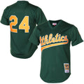 Oakland Athletics Rickey Henderson 1998 Mitchell & Ness Green Cooperstown 1987 Mesh Batting Practice Jersey for Men product