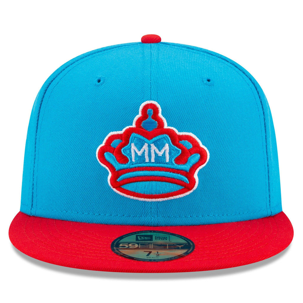 Miami Marlins New Era Blue/Red 2021 City Connect 59FIFTY Fitted Hat for Men product image 2, provided for visual reference