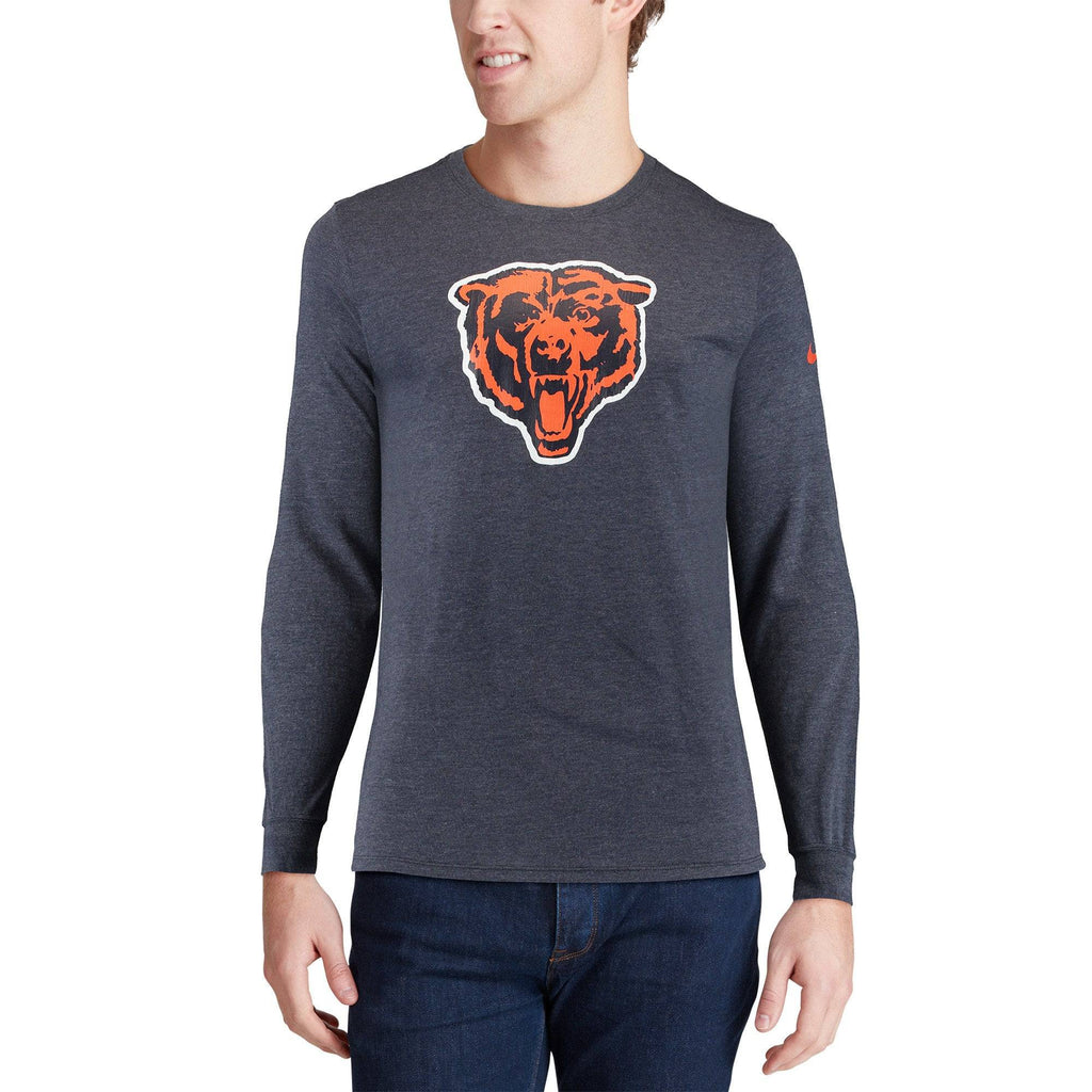 Chicago Bears Nike Navy Fan Gear Crackle Historic Tri-Blend Long Sleeve T-Shirt for Men product image 4, provided for visual