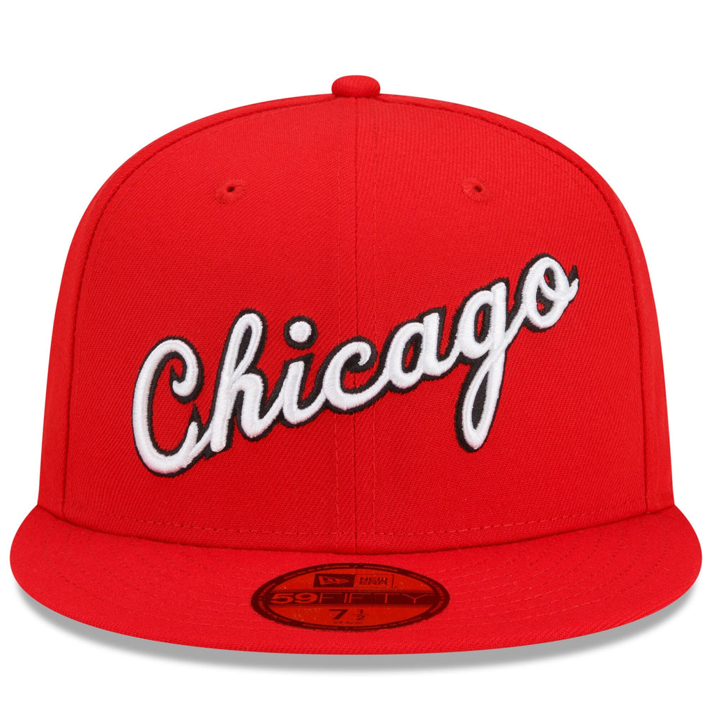 Chicago Bulls New Era 2021/22 City Edition Alternate 59FIFTY Fitted Hat - Red product image 2, provided for visual reference