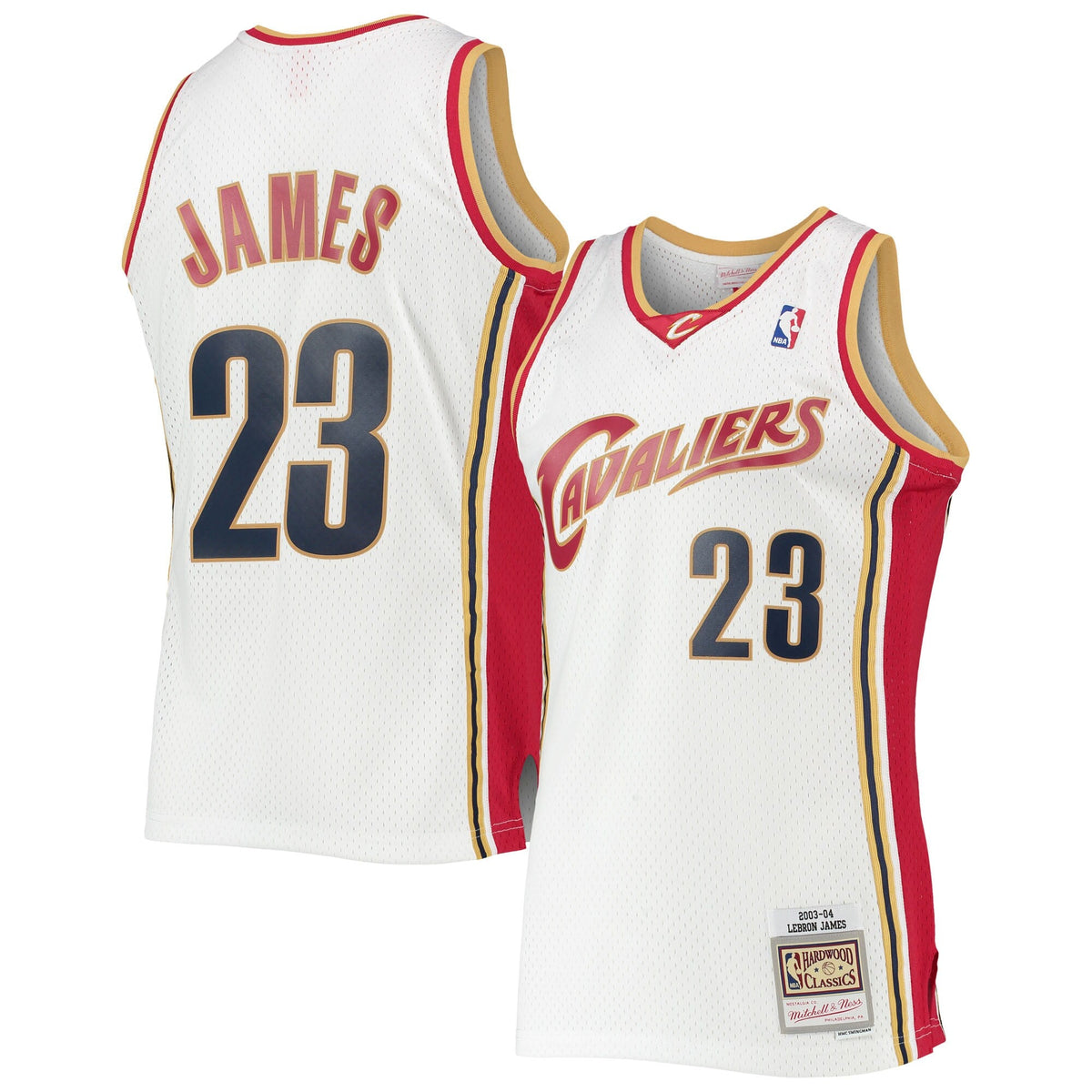 Mitchell & Ness LeBron James White Cleveland Cavaliers 2003-04 Hardwood Classics Swingman Jersey for Men product image 1,