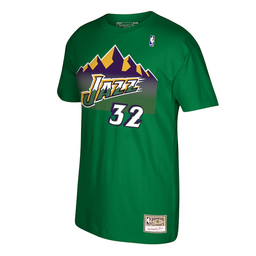 Utah Jazz Karl Malone Mitchell & Ness Green Reload Name & Number T-Shirt for Men product image 2, provided for visual