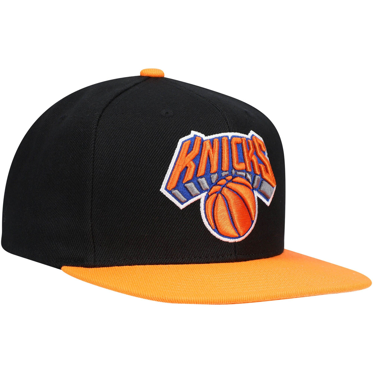 New York Knicks Mitchell & Ness NBA Core Basic Black And Orange Snapback Hat for Men product image 3, provided for visual