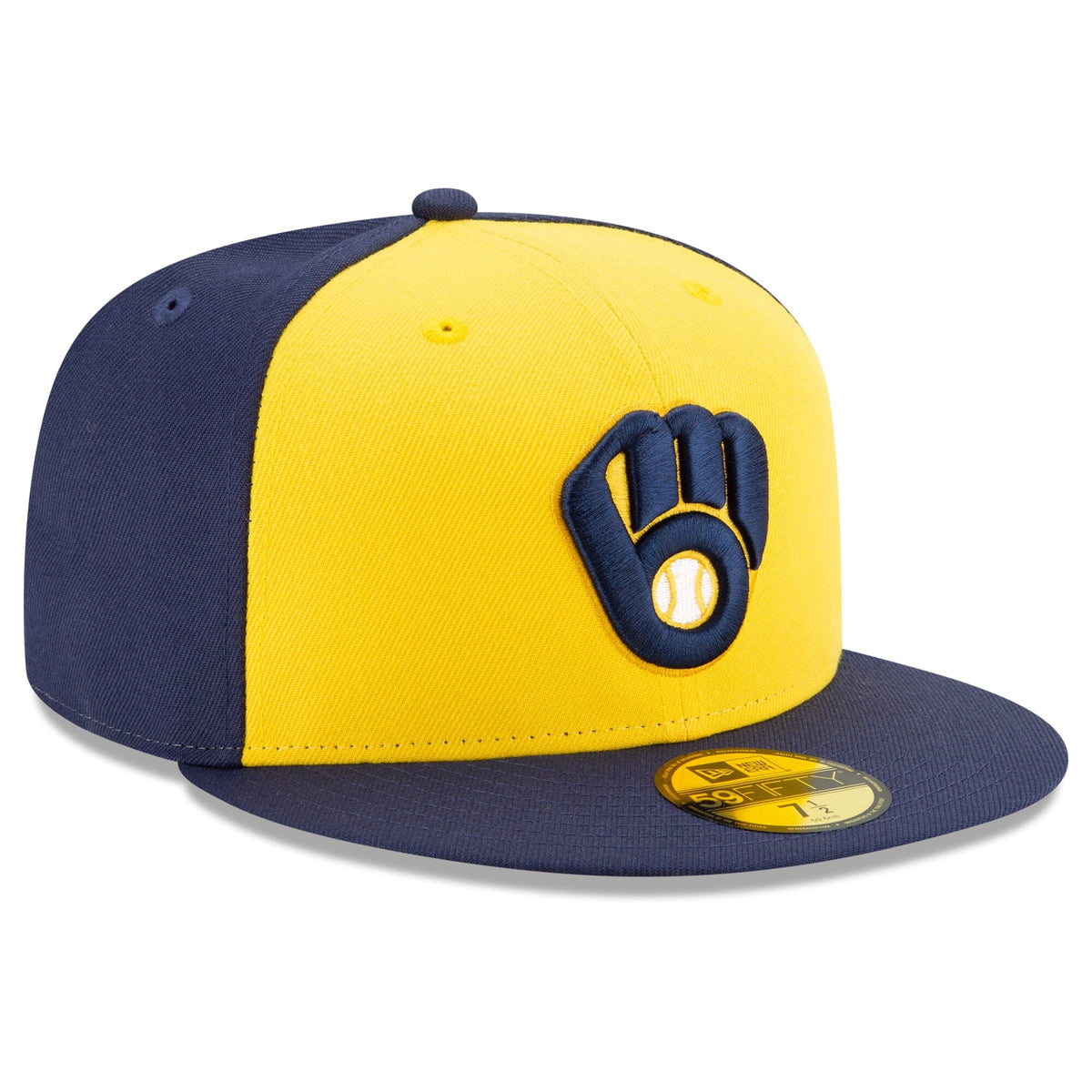 Milwaukee Brewers New Era Navy/Yellow Alternate Authentic Collection On-Field 59FIFTY Fitted Hat for Men product image 3,