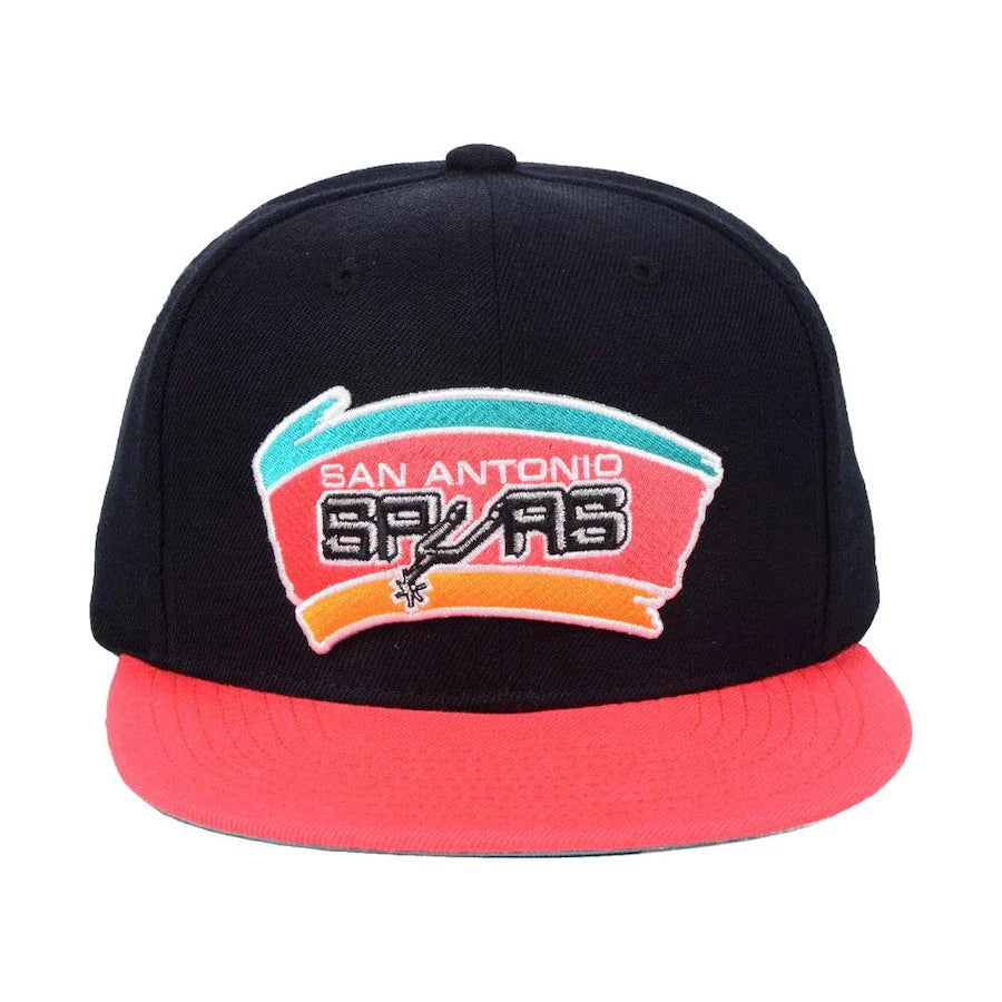 San Antonio Spurs NBA Basic Core 2 Tone Black/Pink HWC Mitchell & Ness Snapback Hat for Men product image 4, provided for